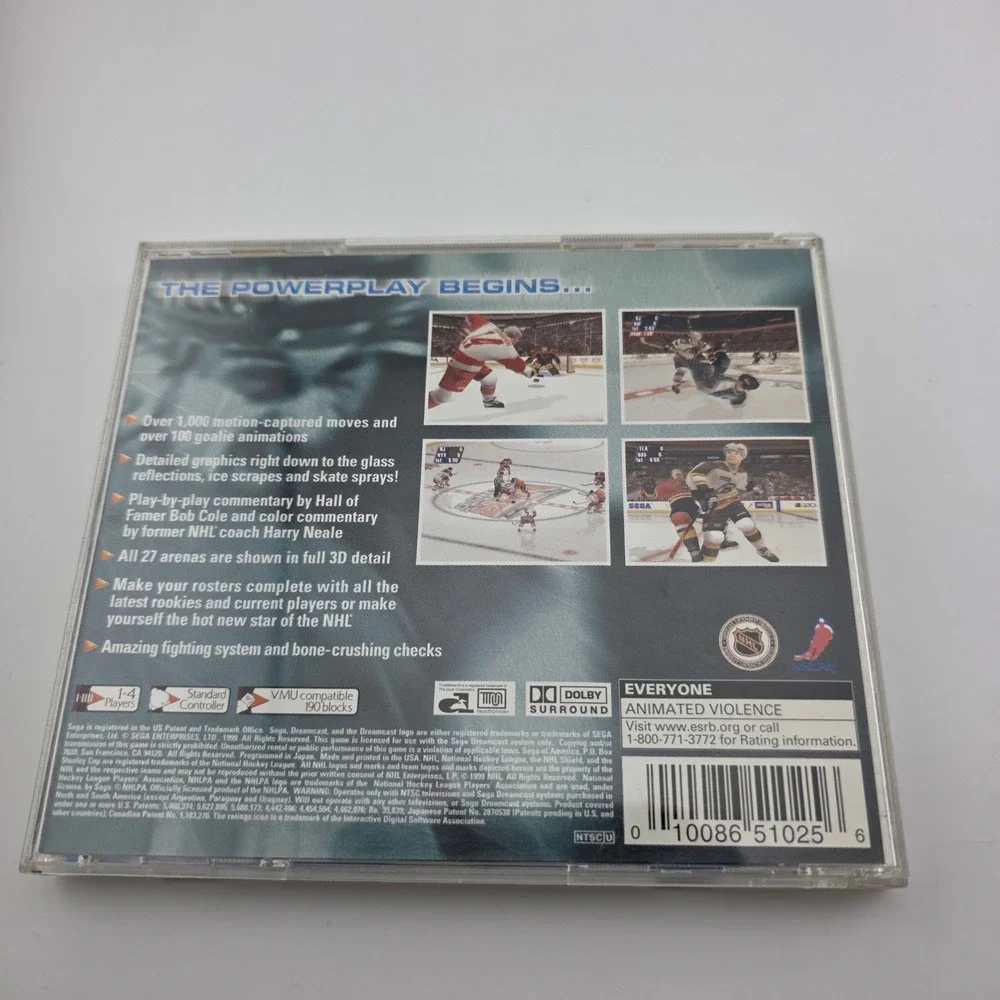 Sega Sports NHL 2K Sega Dreamcast‎ Game 1999 Hockey Video Game AS IS